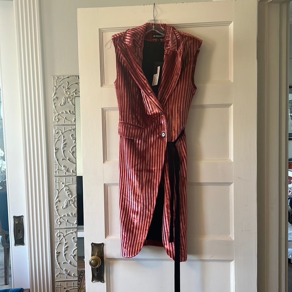 Ann Demeulemeester sparkly red/pink striped top/vest. Super Chic!